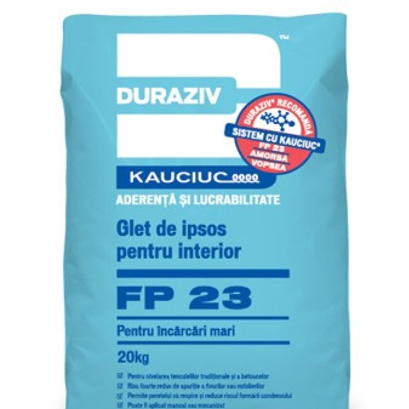 DURAZIV FP 23 Glet de ipsos pentru interior, pentru încărcări mari, aditivat cu Kauciuc