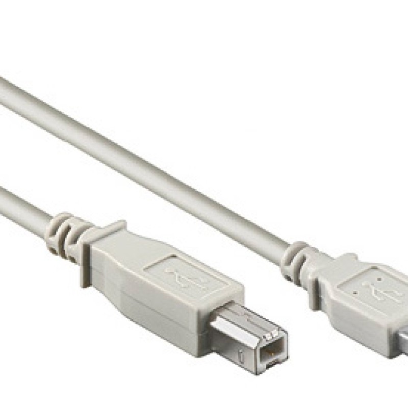 USB 2.0 A-B Cable, A male - B male, Grey, 2m