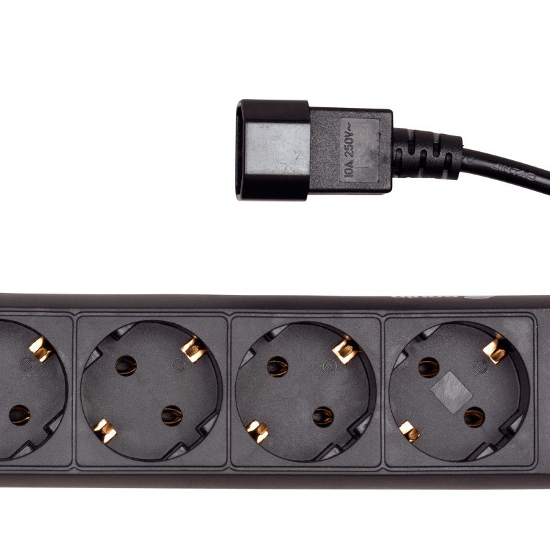 PDU pentru UPS, 4 x Schuko, 10A, cablu 1.1m  C14, negru